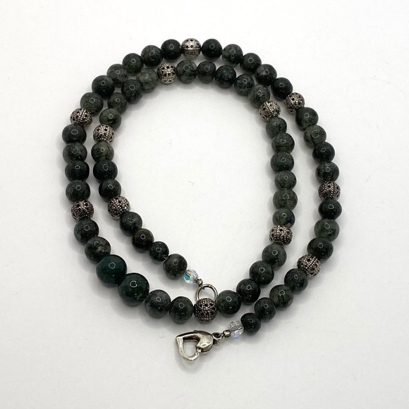 Necklace Artisan Jadeite Stone 18” Silver Clasp - Picture 1 of 6